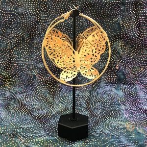 Gold butterfly hoop earrings